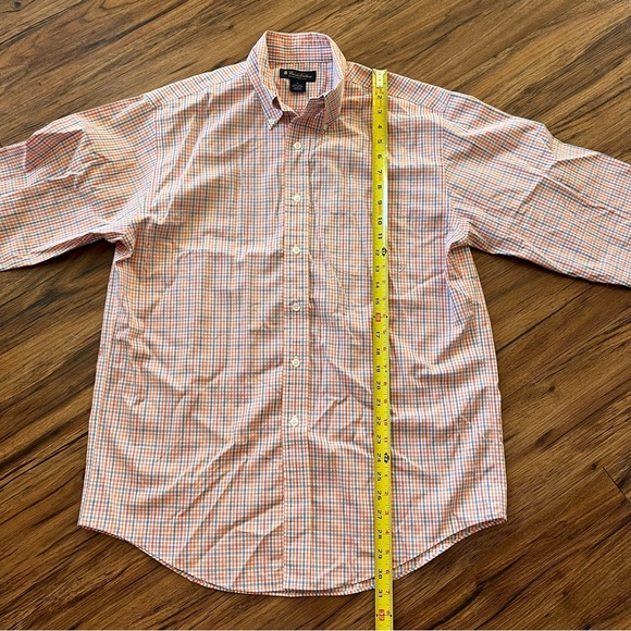 Brooks Brothers Long Sleeve Button Down Shirt Orange Blue Red Plaid Mens Size M - Picture 6 of 7